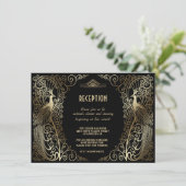 豪華ゴールドアートデコの孔雀シニアレセプション 招待状 (スタンド正面)