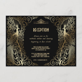 豪華ゴールドアートデコの孔雀シニアレセプション 招待状
