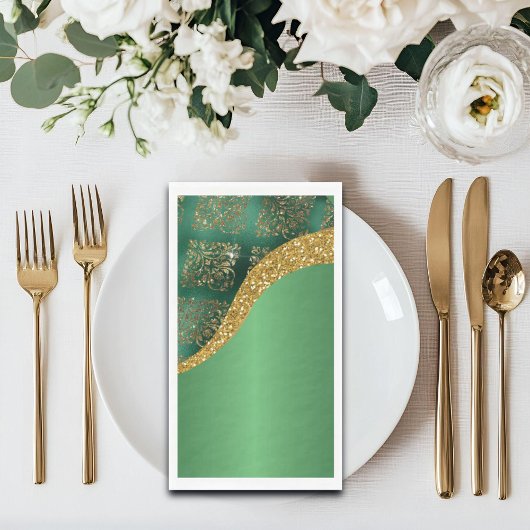 豪華ゴールドグリッターグリーン メタリック ウェディング