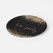 豪華ゴールドグリッター名前ハエンパーティーブラック ペーパープレート (アングル)