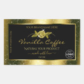 豪華ゴールドグリッター ブラック プロダクトラベル ロゴ 長方形シール (正面)