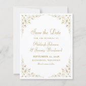 豪華ゴールドスクリプト ボタニカルフレーム セーブ・ザ・デート (正面)