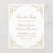豪華ゴールドスクリプト ボタニカルフレーム セーブ・ザ・デート (正面)