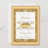 豪華ゴールドホワイトダイヤモンド誕生日パーティー 招待状 (正面)