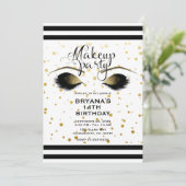 豪華ゴールドメイクまつげビューティードットパーティー 招待状 (スタンド正面)