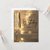豪華ゴールドライトの誕生日招待状 カード (正面/裏面インサイチュ)