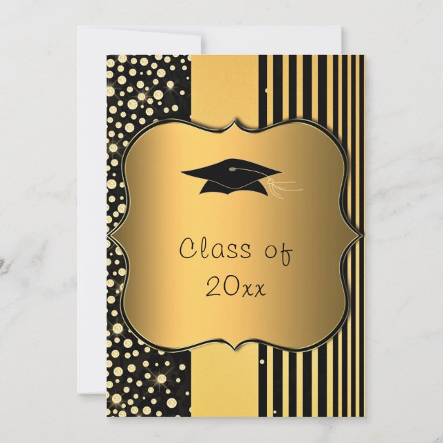 豪華ゴールド卒業パーティー招待状カード (裏面)