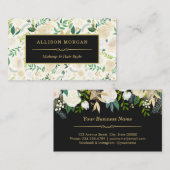 豪華ゴールド水彩花エレガントビューティーサロン 名刺 (正面/裏面)