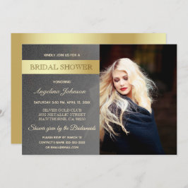 豪華ゴールド箔とシルバーのブライダルシャワーの写真 招待状