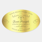 豪華ゴールド製品ラベル オルネートな境界線 ハート 楕円形シール (正面)