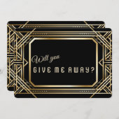 豪華ゴールド アートデコ 大切な人を私にください 招待状 (正面/裏面)