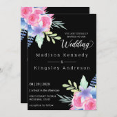 豪華シンプルなエレガントフローラ 招待状 (正面/裏面)