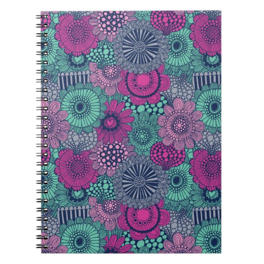 豪華スタイリッシュな花の明るい模様 ノートブック (正面)