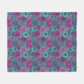 豪華スタイリッシュな花の明るい模様 フリースブランケット (正面(横))