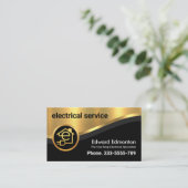 豪華スタイリッシュな金ゴールド曲線波電気 名刺 (スタンド正面)