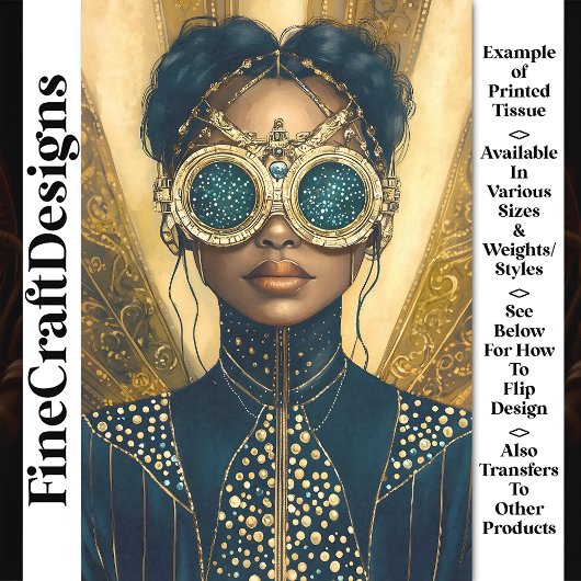 豪華スチームパンク未来主義女性Y6デコパージュ 薄葉紙