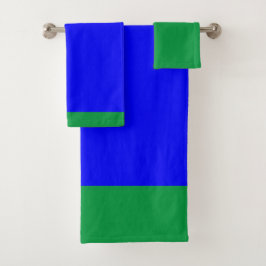 豪華スパコバルトブライトブルーグリーントリム バスタオルセット