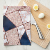 豪華バラ金ゴールドグリッタージオメトリ大理石 キッチンタオル (四つ折り)