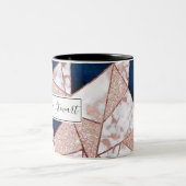 豪華バラ金ゴールドグリッタージオメトリ大理石 ツートーンマグカップ (中央)