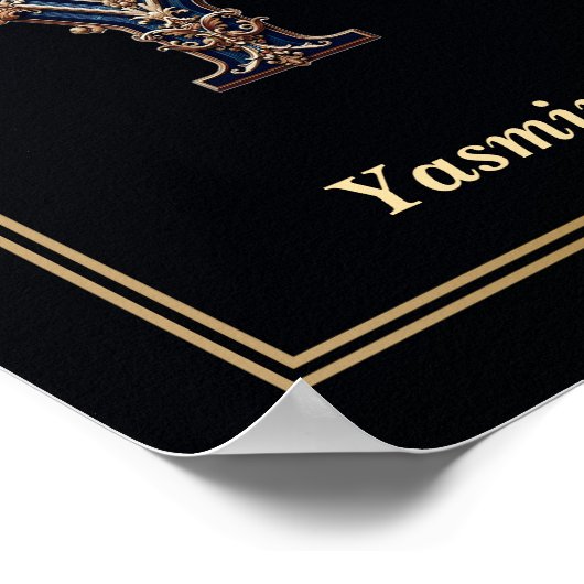 豪華バロック様式アルファベットYのモノグラムポスター ポスター (角)