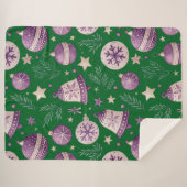 豪華パープルクリスマスベルズシェルパブランケット シェルパブランケット (正面(横))