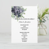 豪華パープルサテンエレガントフローラ結婚2 招待状 (スタンド正面)