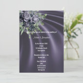 豪華パープルサテンフローラエレガントな結婚式 招待状 (スタンド正面)