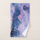 豪華パープルピンクスパークル大理石カスタム バスタオルセット (ハンドタオル)