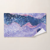 豪華パープルピンクスパークル大理石カスタム バスタオルセット (ハンドタオル)