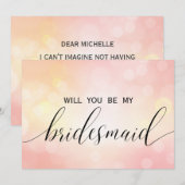 豪華ピンクグリッター  私の花嫁になってくれますか 招待状 (正面/裏面)