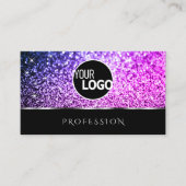 豪華ピンクパープルグリッタースターブラックアドロゴ 名刺 (正面)