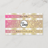 豪華ピンクパープル金ゴールドグリッタースター追加ロゴ 名刺 (正面)