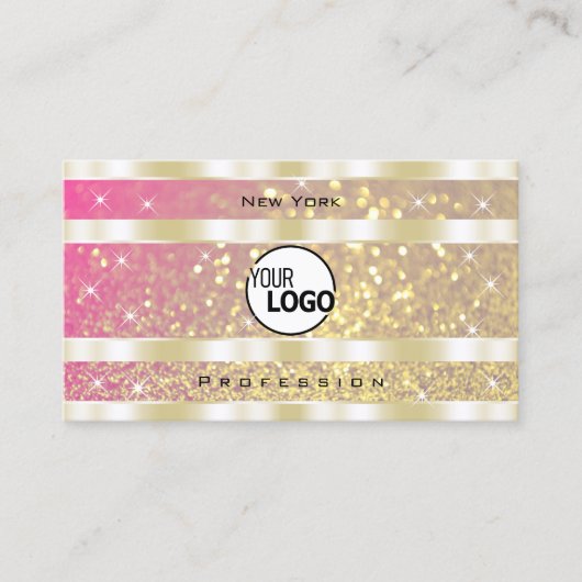 豪華ピンクパープル金ゴールドグリッタースター追加ロゴ 名刺 (正面)