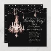 豪華フランス水晶シャンデリア誕生日パーティー 招待状 (正面/裏面)