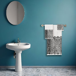 豪華ブラックレースシーンデザインバスタオルセット バスタオルセット