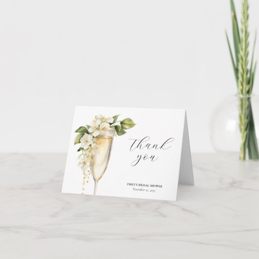 豪華ブランチとスパークリング エレガントなブライダルシャワー サンキューカード (正面)