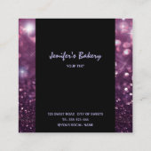 豪華モダンなキラキラかわいいカップケーキベーカリー スクエア名刺 (裏面)