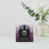 豪華モダンなキラキラかわいいカップケーキベーカリー スクエア名刺 (スタンド正面)