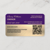 豪華モダンな紫&金ゴールド彫刻 – スタイル車 名刺 (裏面)