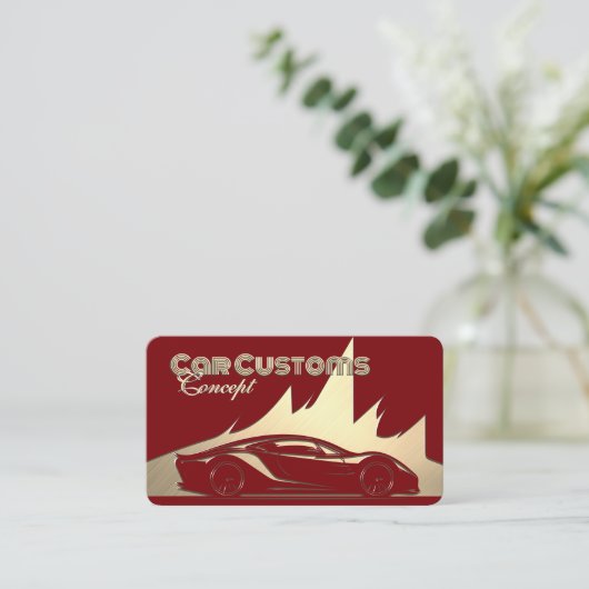 豪華モダンな赤と金ゴールドを刻んだ – スタイル車 名刺 (スタンド正面)