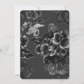 豪華ユニークな白黒フローラ結婚ズ 招待状 (裏面)