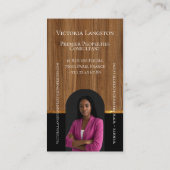 豪華不動産 ウッドグレイン&ゴールドアーチ フォト 名刺 (裏面)