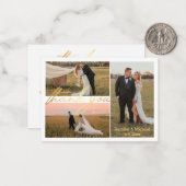 豪華感謝していなお3枚の写真結婚コラージュ黄金 ノートカード (正面/裏面インサイチュ)