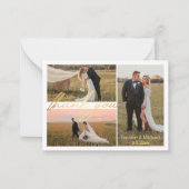 豪華感謝していなお3枚の写真結婚コラージュ黄金 ノートカード (正面)