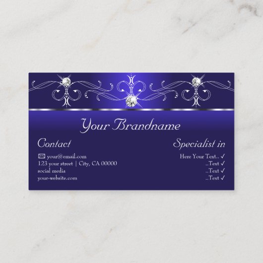 豪華王室のな青い四角い宝石と写真 名刺 (裏面)