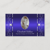 豪華王室のな青い四角い宝石と写真 名刺 (正面)