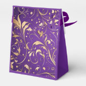 豪華王室の紫と金ゴールドダマスクパターン(の模様が)ある フェイバーボックス (裏面サイド)