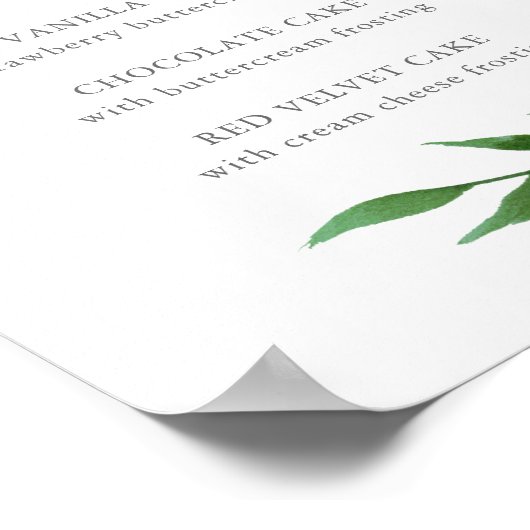 豪華葉なウェディングケーキの味メニューの看板 ポスター (角)