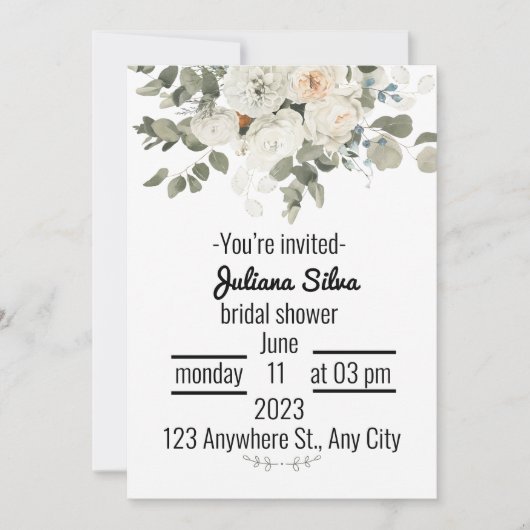 豪華 ブライダルシャワー 結婚式 招待状 (正面)