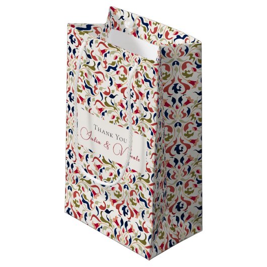 豪華 芸術的 ボタニカル フローラル ペイズリー ウェディング スモールペーパーバッグ (正面アングル)